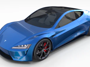 tesla roadster electric blue with interior 3D Model