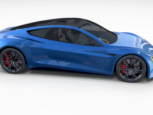 tesla roadster electric blue with interior 3D Model