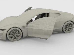 tesla roadster electric blue with interior 3D Model