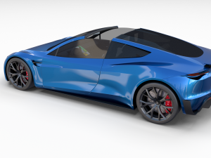tesla roadster electric blue with interior 3D Model