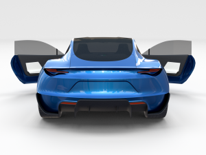 tesla roadster electric blue with interior 3D Model