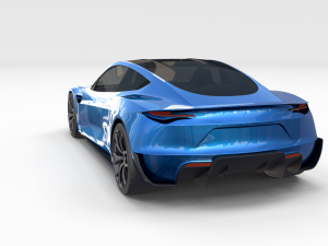 tesla roadster electric blue with interior 3D Model