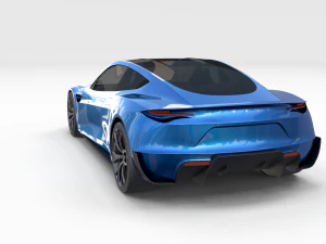 tesla roadster electric blue with interior 3D Model