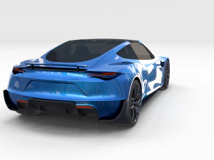 tesla roadster electric blue with interior 3D Model
