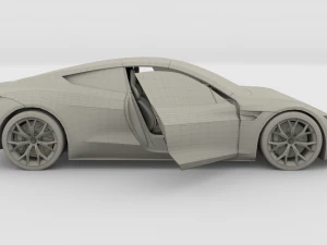 tesla roadster electric blue with interior 3D Model