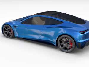 tesla roadster electric blue with interior 3D Model