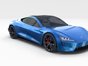 tesla roadster electric blue with interior 3D Model