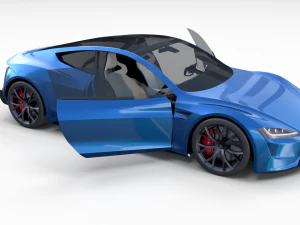 tesla roadster electric blue with interior 3D Model