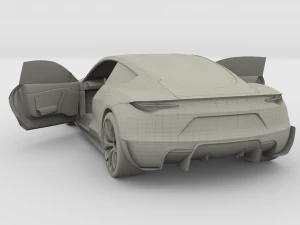 tesla roadster electric blue with interior 3D Model