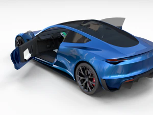 tesla roadster electric blue with interior 3D Model