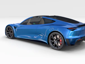 tesla roadster electric blue with interior 3D Model