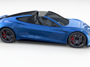 tesla roadster electric blue with interior 3D Model