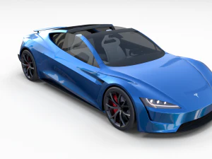 tesla roadster electric blue with interior 3D Model