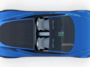 tesla roadster electric blue with interior 3D Model
