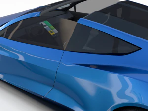 tesla roadster electric blue with interior 3D Model