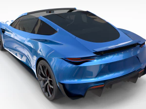 tesla roadster electric blue with interior 3D Model