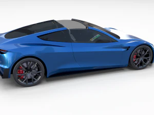 tesla roadster electric blue with interior 3D Model