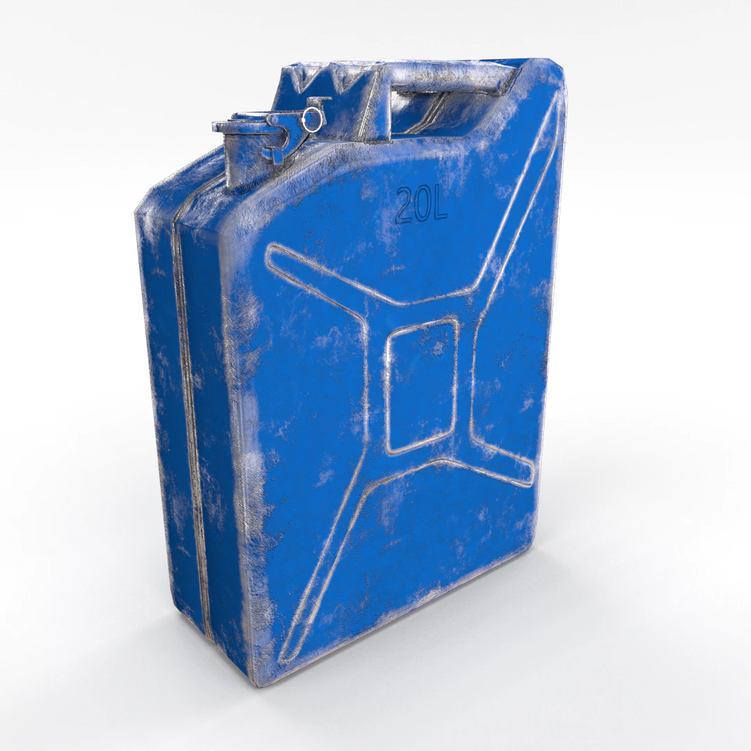 jerry can low poly 3 worn pbr 3D Model .c4d .max .obj .3ds .fbx .stl .blend