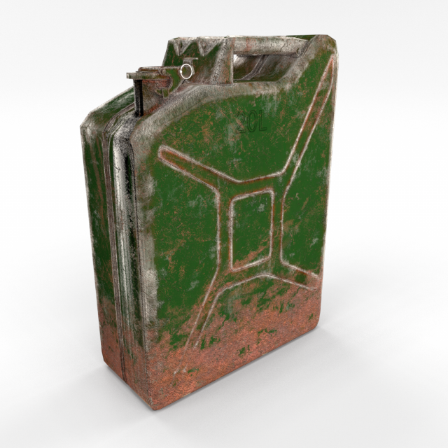 jerry can low poly weathered pbr 3D Model .c4d .max .obj .3ds .fbx .stl .blend 