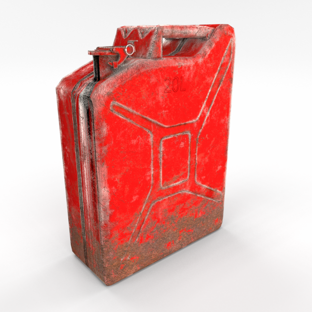jerry can low poly weathered 2 pbr 3D Model .c4d .max .obj .3ds .fbx .stl .blend 