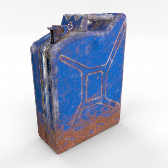 jerry can low poly weathered 3 pbr Modello 3D .c4d .max .obj .3ds .fbx .stl .blend 