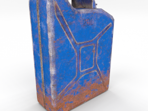 jerry can low poly weathered 3 pbr Modello 3D