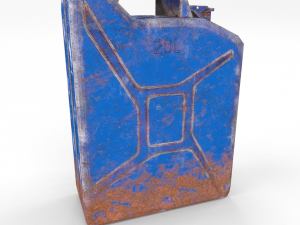 jerry can low poly weathered 3 pbr Modello 3D