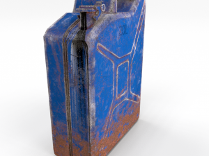 jerry can low poly weathered 3 pbr Modello 3D