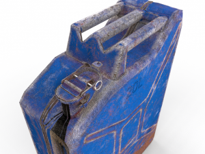 jerry can low poly weathered 3 pbr Modello 3D