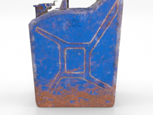 jerry can low poly weathered 3 pbr Modello 3D