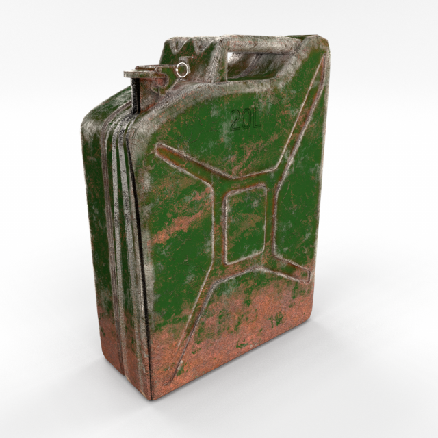 jerry can weathered pbr 3Dモデル .c4d .max .obj .3ds .fbx .stl .blend 