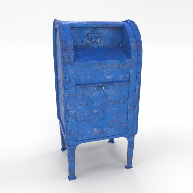 mailbox lowpoly weathered 2 pbr 3D Model .c4d .max .obj .3ds .fbx .stl .blend 