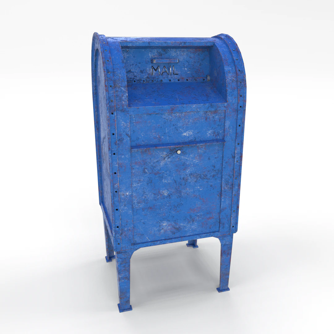 mailbox lowpoly weathered 2 pbr 3D Model .c4d .max .obj .3ds .fbx .stl .blend