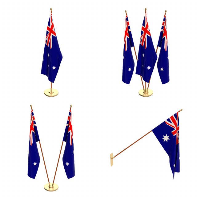 australia flag pack Model 3D .c4d .max .obj .3ds .fbx .stl .blend 
