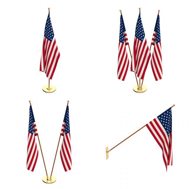 us flag pack 3D Модель .c4d .max .obj .3ds .fbx .stl .blend 