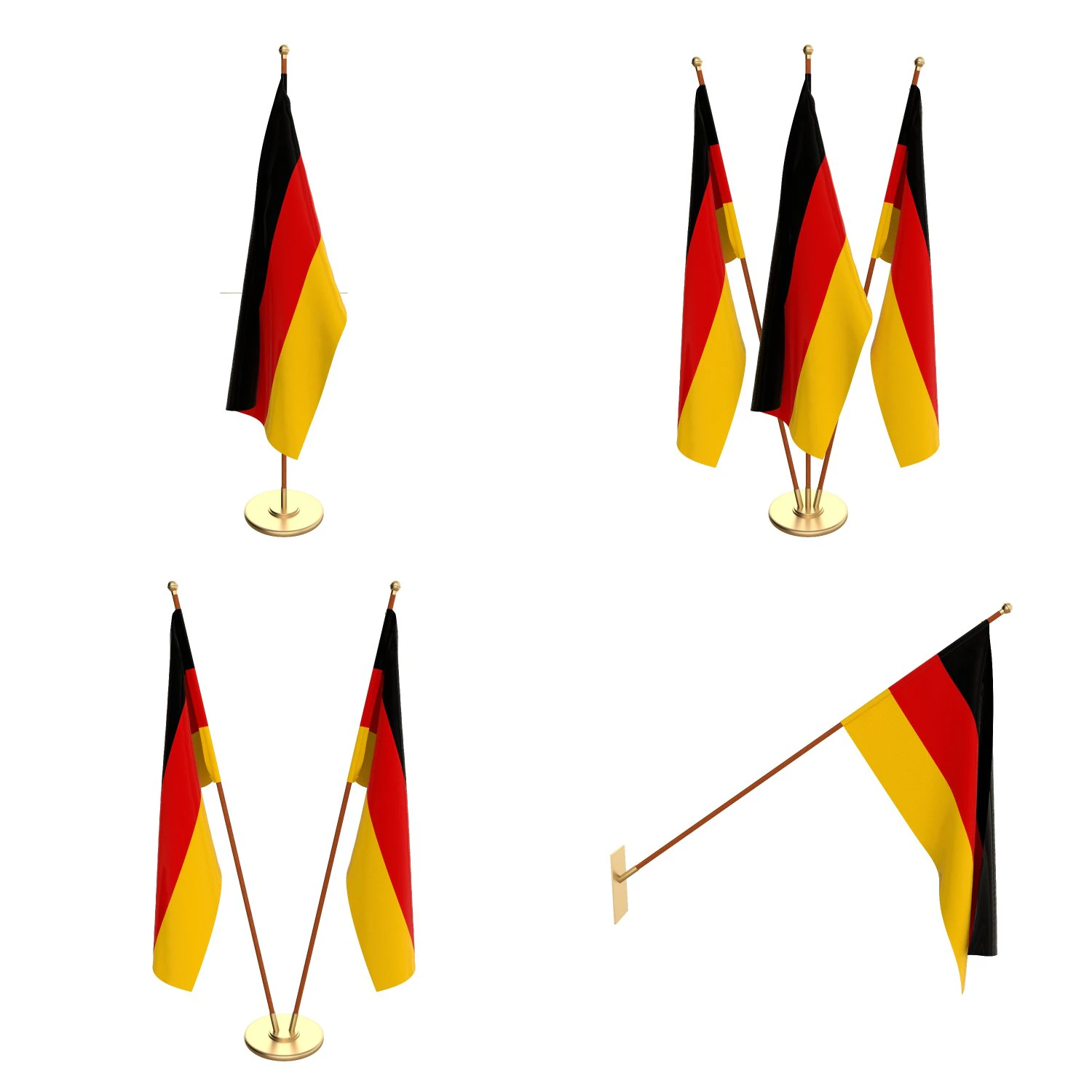germany flag pack 3D Model .c4d .max .obj .3ds .fbx .stl .blend 