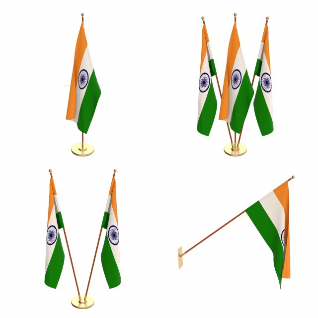 india flag pack 3D Model .c4d .max .obj .3ds .fbx .stl .blend 