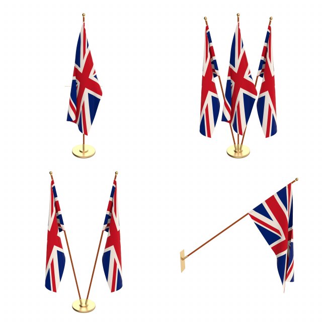 great britain flag pack 3D Model .c4d .max .obj .3ds .fbx .stl .blend 