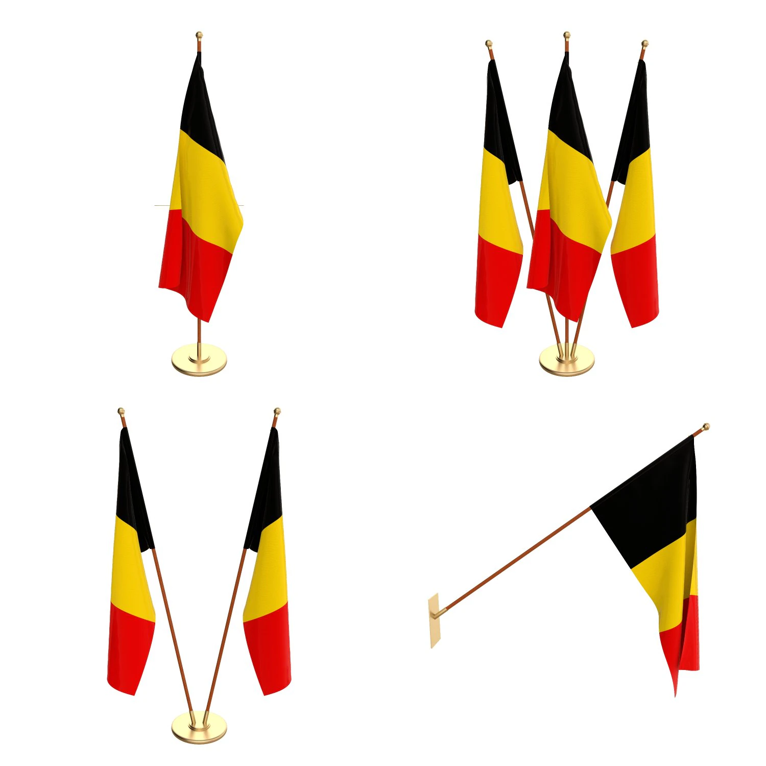 belgium flag pack 3D Model .c4d .max .obj .3ds .fbx .stl .blend 