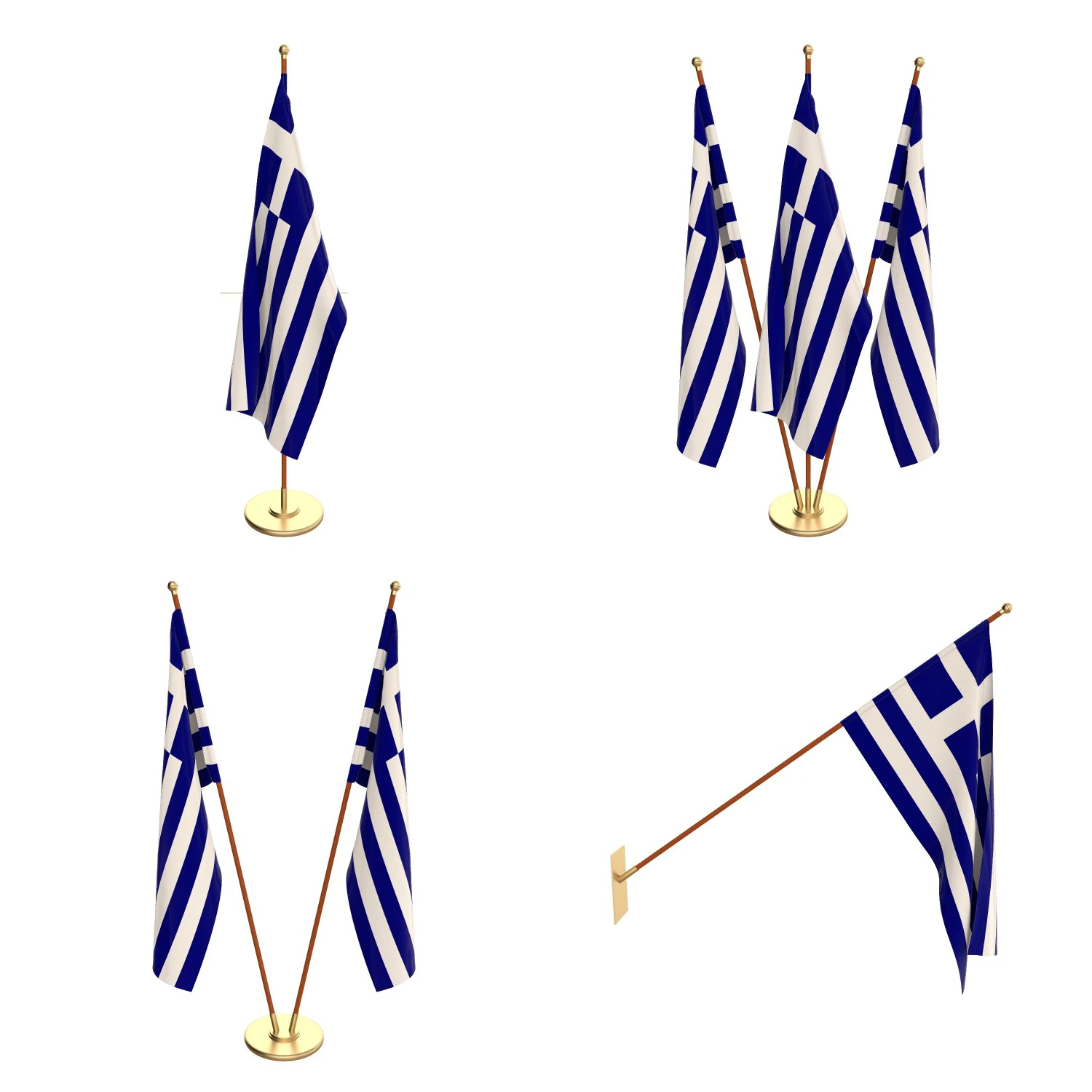 greece flag pack 3D Model .c4d .max .obj .3ds .fbx .stl .blend 