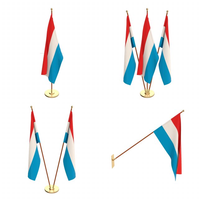 luxemburg flag pack 3D Modell .c4d .max .obj .3ds .fbx .stl .blend