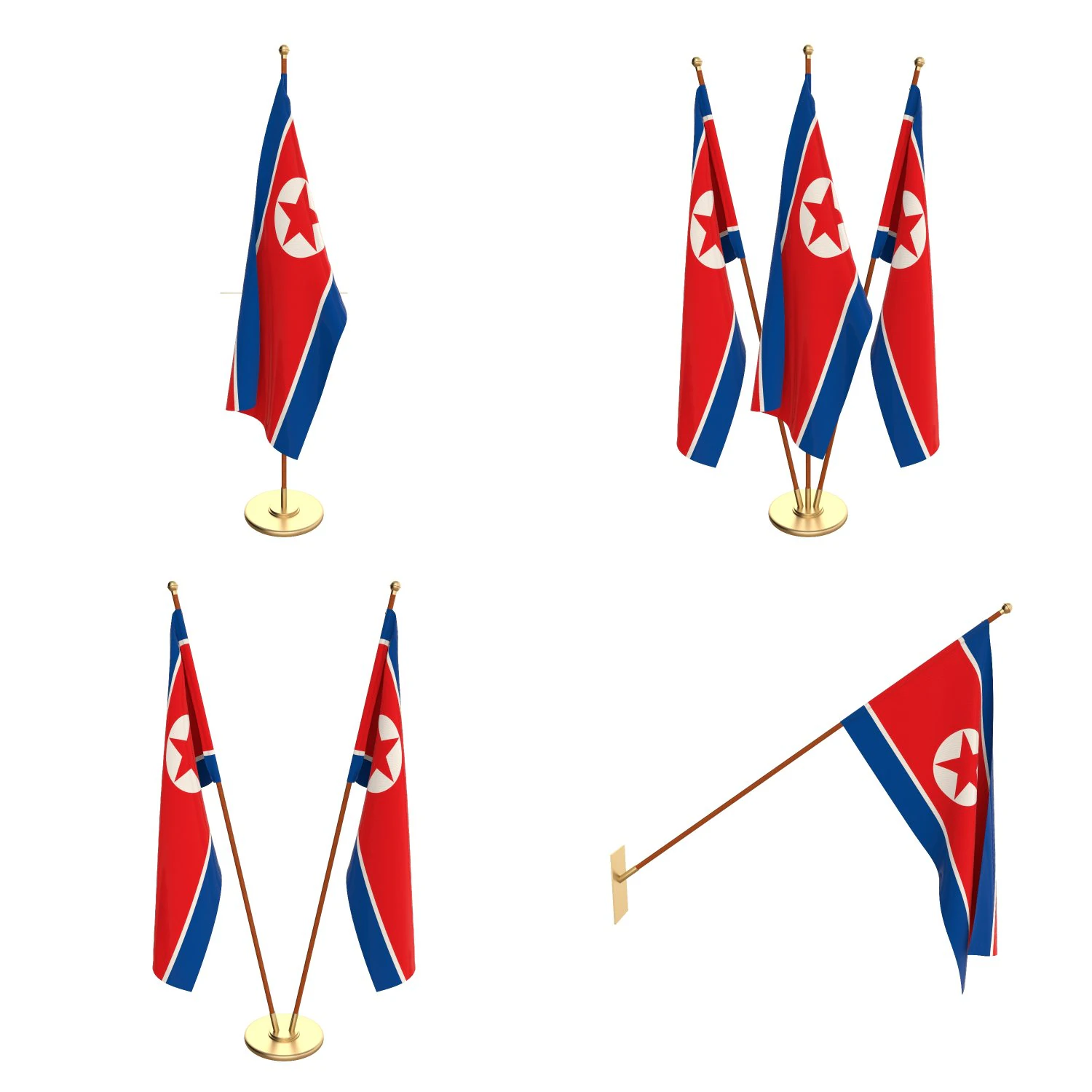 north korea flag pack 3D Model .c4d .max .obj .3ds .fbx .stl .blend