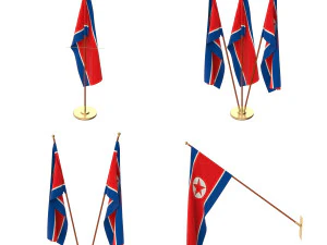 north korea flag pack 3D Model