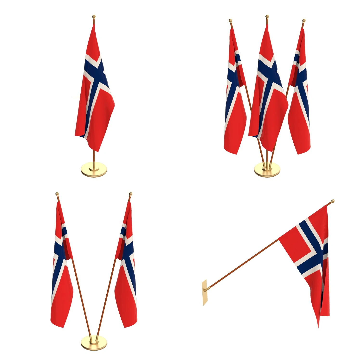 norway flag pack 3D Model .c4d .max .obj .3ds .fbx .stl .blend 