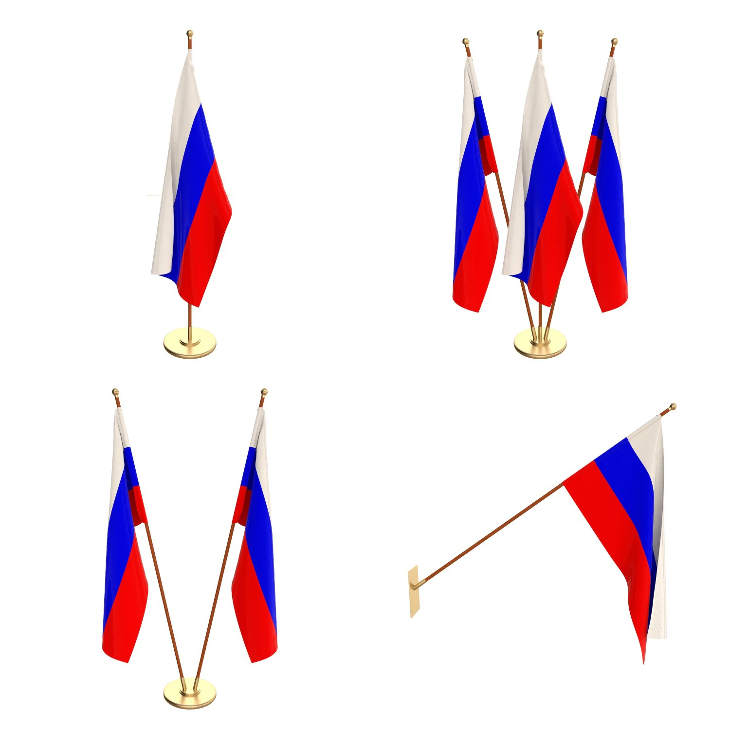 russia flag pack 3D Model .c4d .max .obj .3ds .fbx .stl .blend 