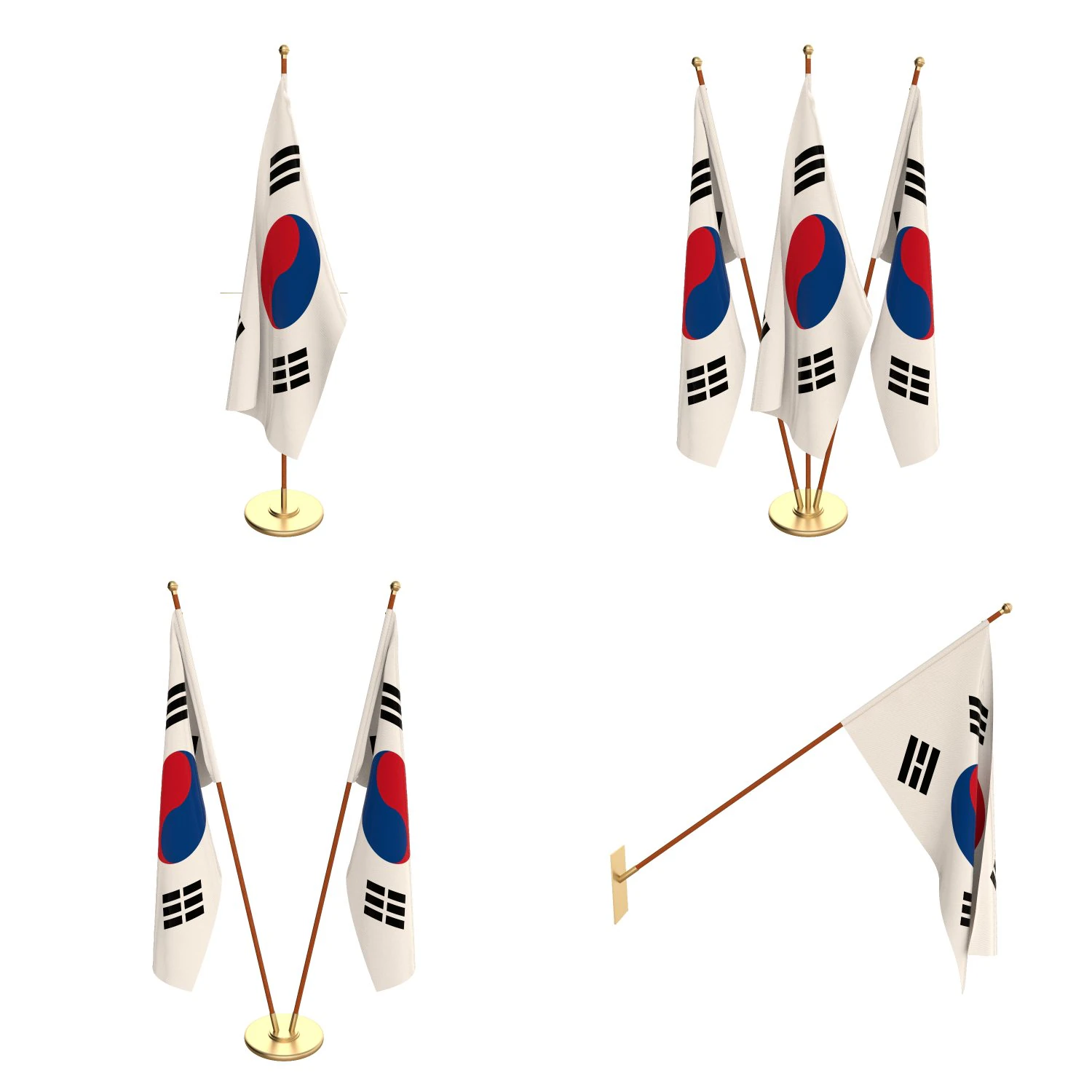 south korea flag pack 3D Model .c4d .max .obj .3ds .fbx .stl .blend