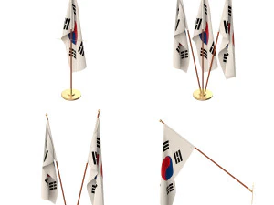 south korea flag pack 3D Model