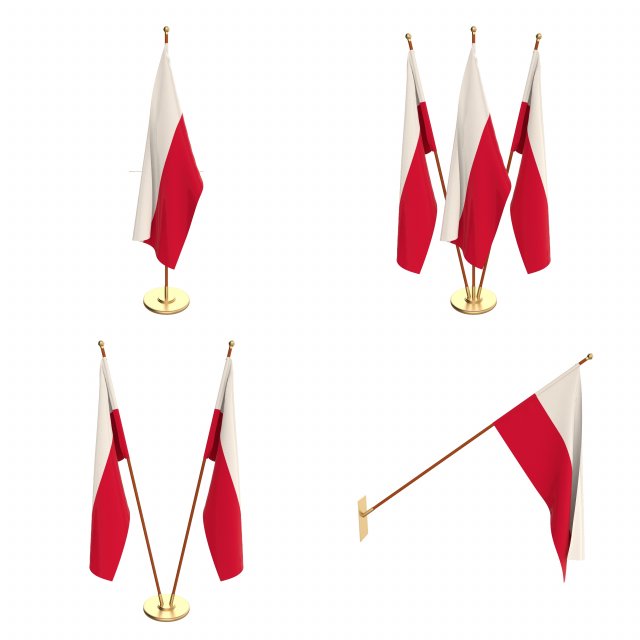 poland flag pack 3D Model .c4d .max .obj .3ds .fbx .stl .blend 