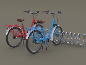 bike stand with bikes 3D मॉडल