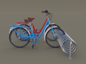 bike stand with bikes 3D मॉडल